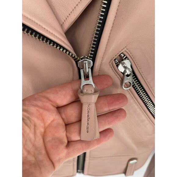 Mackage Blush Pink Baya Lamb Leather Biker Moto Motorcycle Jacket size Small - Picture 4 of 12